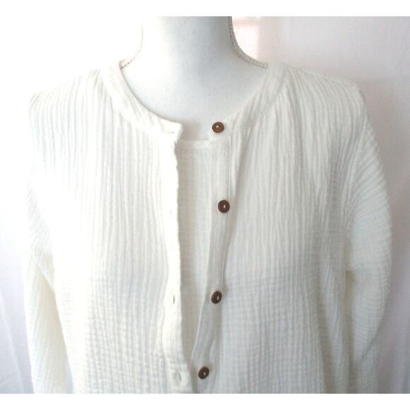 Joan Rivers Women's White Gauze Long Sleeve Button Blouse With Tank Top Size L. - Picture 2 of 14